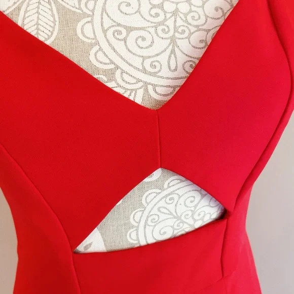 Milly Red Cutout Sheath Dress Size 4 – Fitted Cocktail Party Dress - Picture 6 of 9